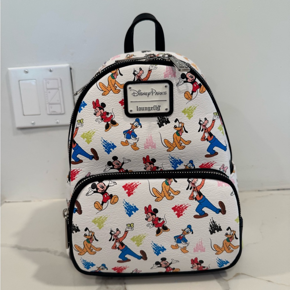 Loungefly White Disney Parks Sketch Characters Mini Backpack